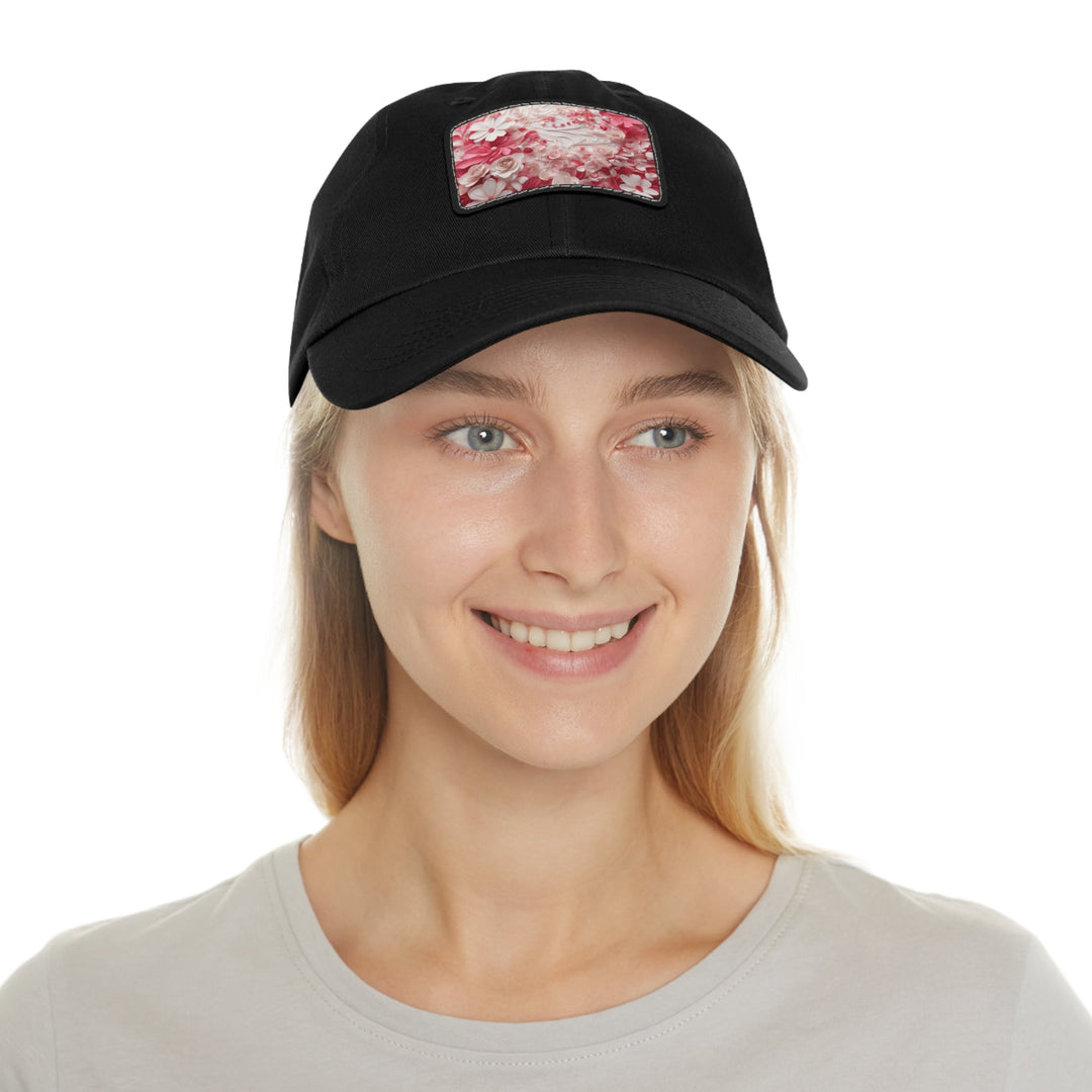 Floral Swirls Abstraction - Dad Hat - Hats - g(0D·IO) - White / Black patch - Rectangle - One size