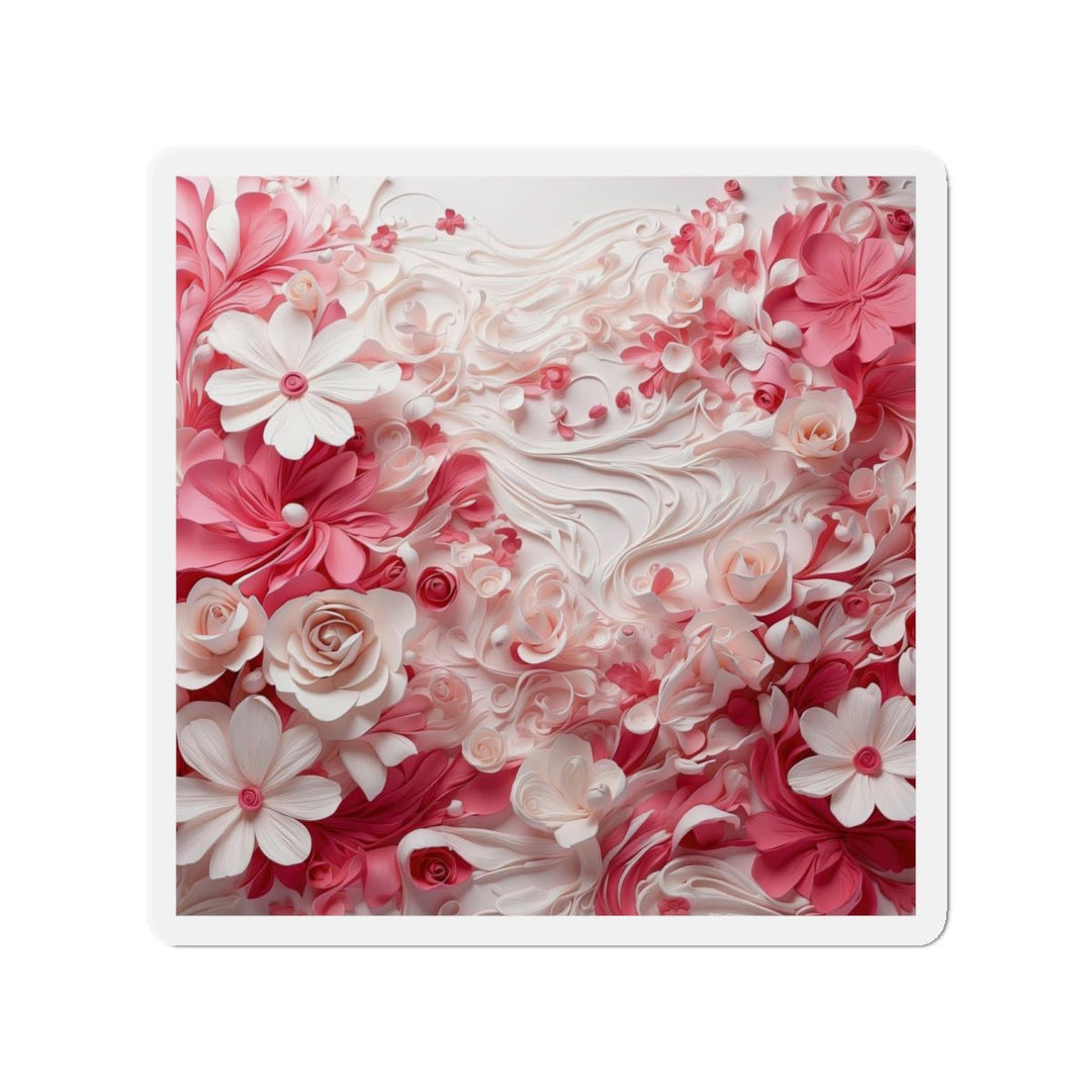 Floral Swirls Abstraction - Die-cut Magnet - Home Decor - g(0D·IO) - 4" x 4" - Die-Cut - 1 pc