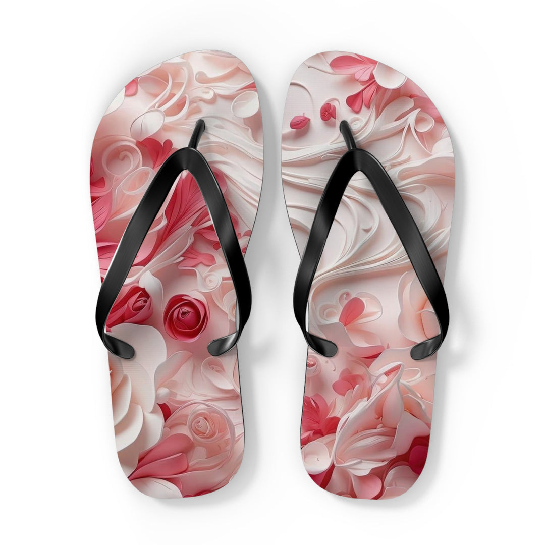 Floral Swirls Abstraction - Flip Flops - Shoes - g(0D·IO) - XL - Black sole -