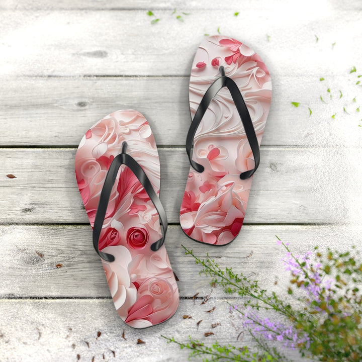 Floral Swirls Abstraction - Flip Flops - Shoes - g(0D·IO) - XL - Black sole -