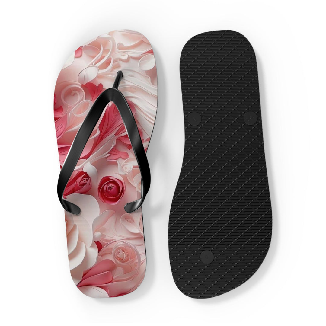 Floral Swirls Abstraction - Flip Flops - Shoes - g(0D·IO) - XL - Black sole -