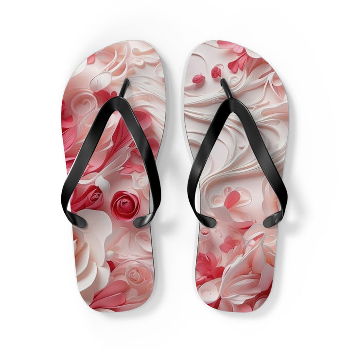 Floral Swirls Abstraction - Flip Flops - Shoes - g(0D·IO) - L - Black sole -