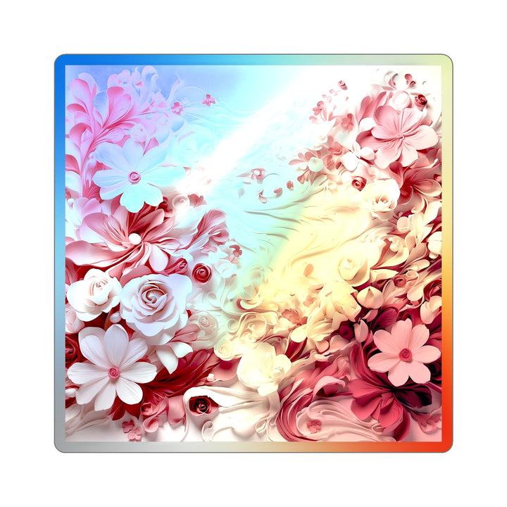 Floral Swirls Abstraction - Holographic Die-Cut Sticker - Paper products - g(0D·IO) - 4" × 4" - Die-Cut - Holographic