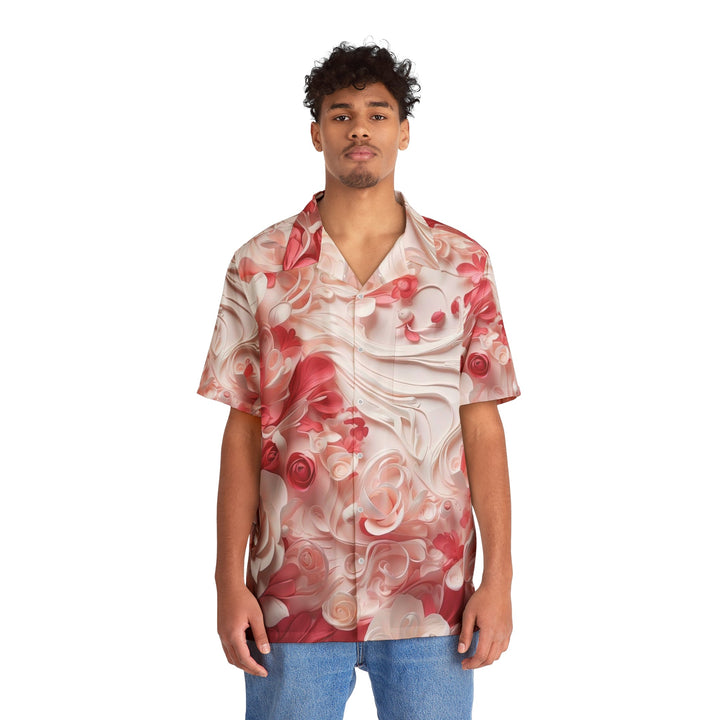 Floral Swirls Abstraction - Men's Hawaiian Shirt - All Over Prints - g(0D·IO) - S - Black -