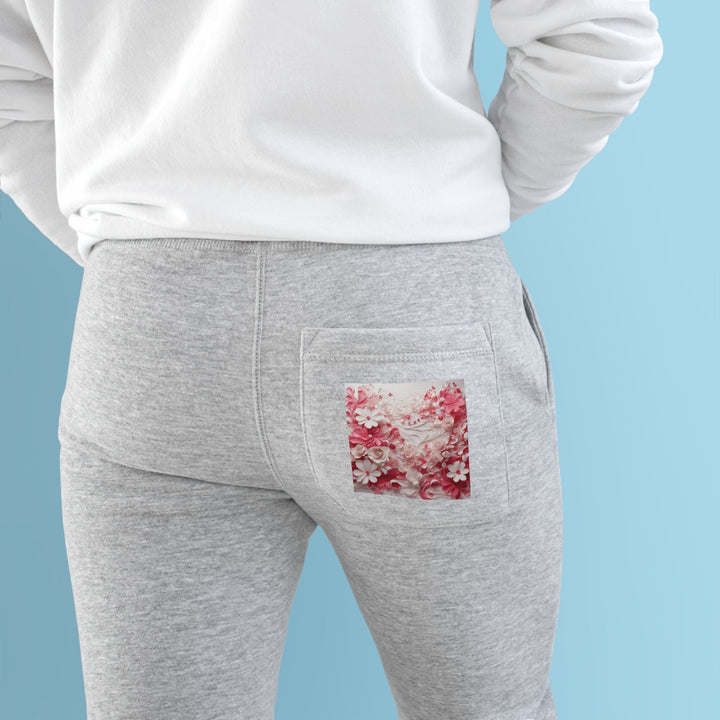 Floral Swirls Abstraction - Premium Fleece Joggers - Trousers - g(0D·IO) - Charcoal Heather - M -