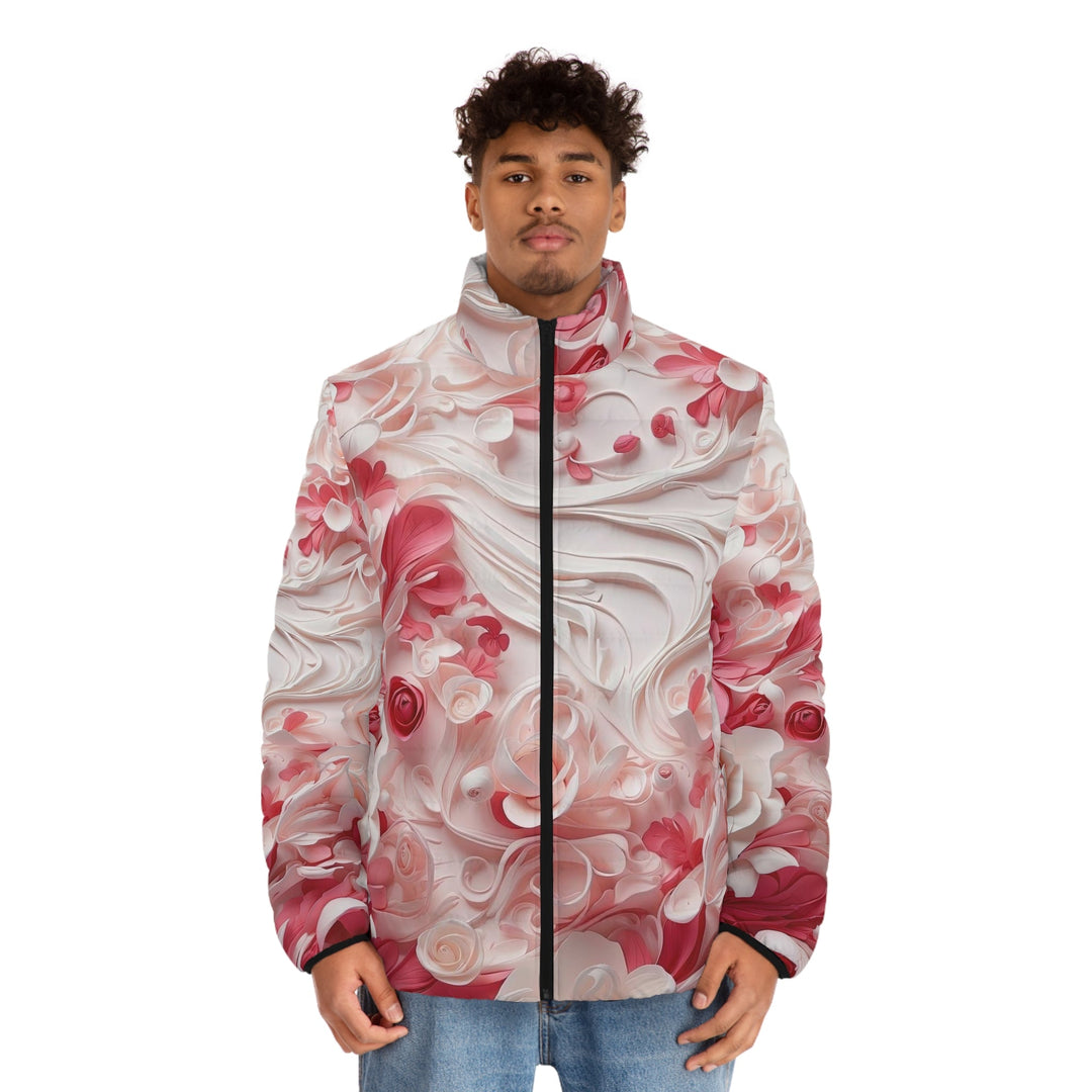 Floral Swirls Abstraction - Puffer Jacket - All Over Prints - g(0D·IO) - S - Black zipper -