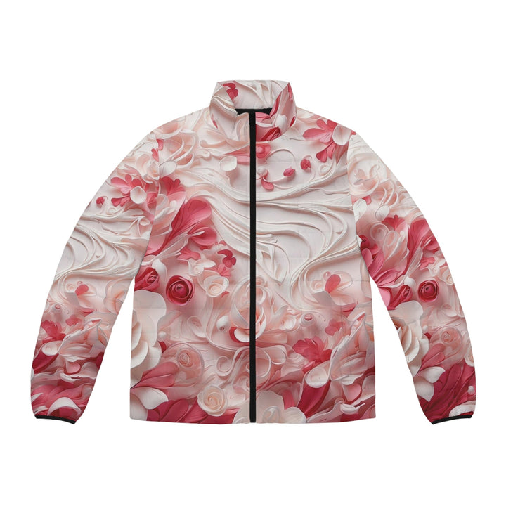 Floral Swirls Abstraction - Puffer Jacket - All Over Prints - g(0D·IO) - S - Black zipper -