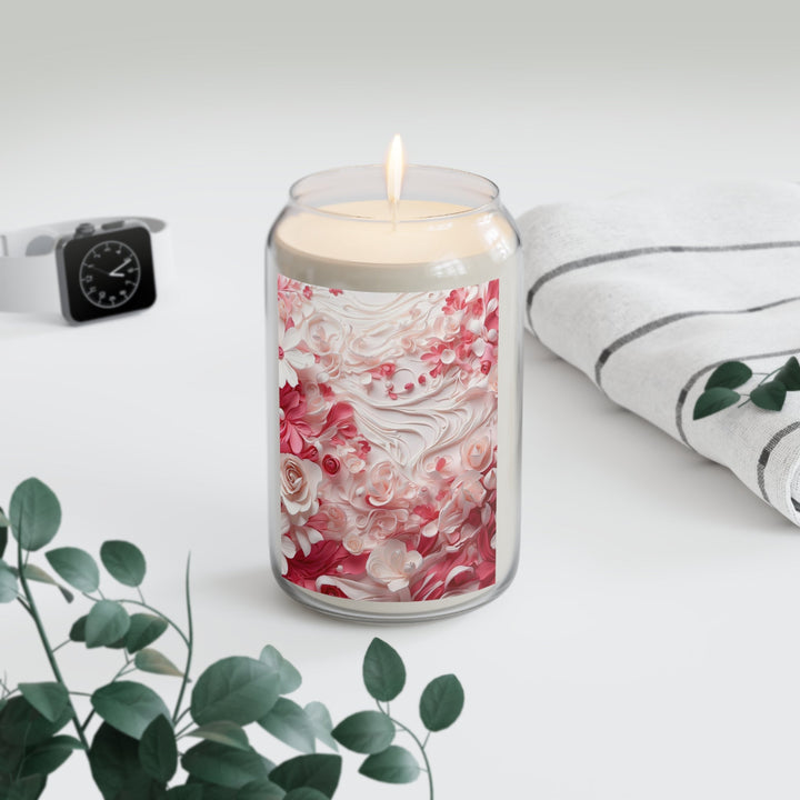 Floral Swirls Abstraction - Scented Candle - Home Decor - g(0D·IO) - Vanilla Bean - 13.75oz -