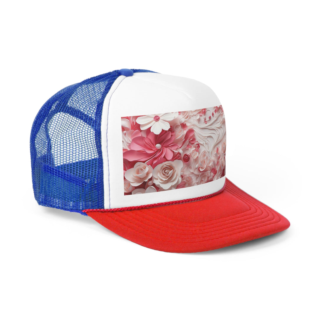 Floral Swirls Abstraction - Trucker Hat - Hats - g(0D·IO) - Pink - One size -