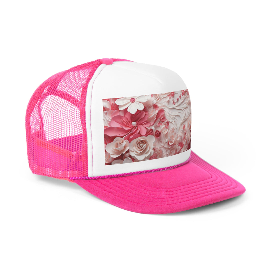 Floral Swirls Abstraction - Trucker Hat - Hats - g(0D·IO) - Pink - One size -