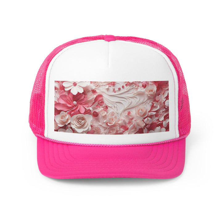 Floral Swirls Abstraction - Trucker Hat - Hats - g(0D·IO) - Pink - One size -