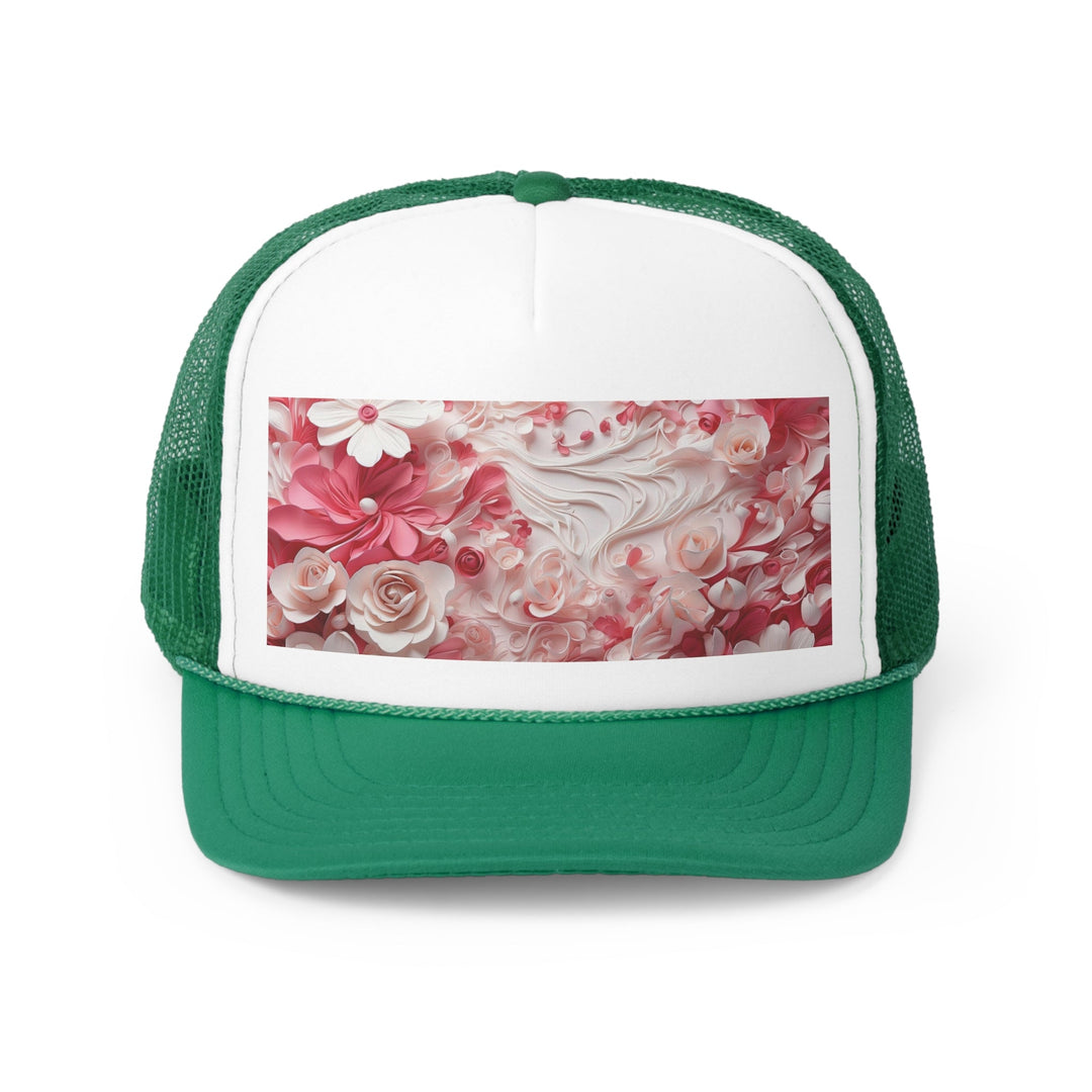 Floral Swirls Abstraction - Trucker Hat - Hats - g(0D·IO) - Green - One size -