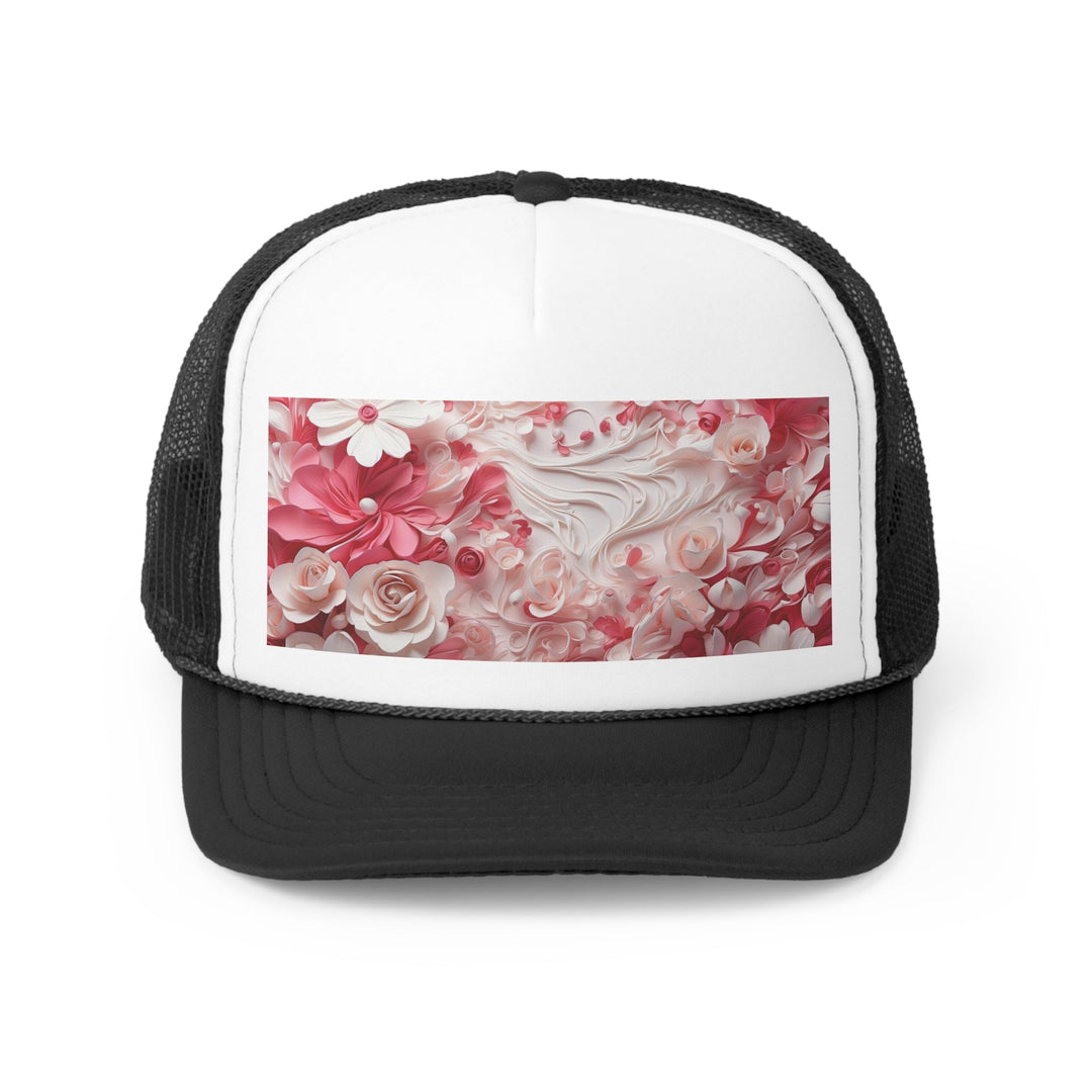 Floral Swirls Abstraction - Trucker Hat - Hats - g(0D·IO) - Black - One size -