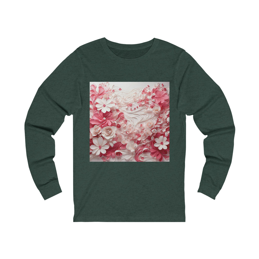 Floral Swirls Abstraction - Unisex Jersey Long Sleeve Tee - Long-sleeve - g(0D·IO) - S - Heather Forest -