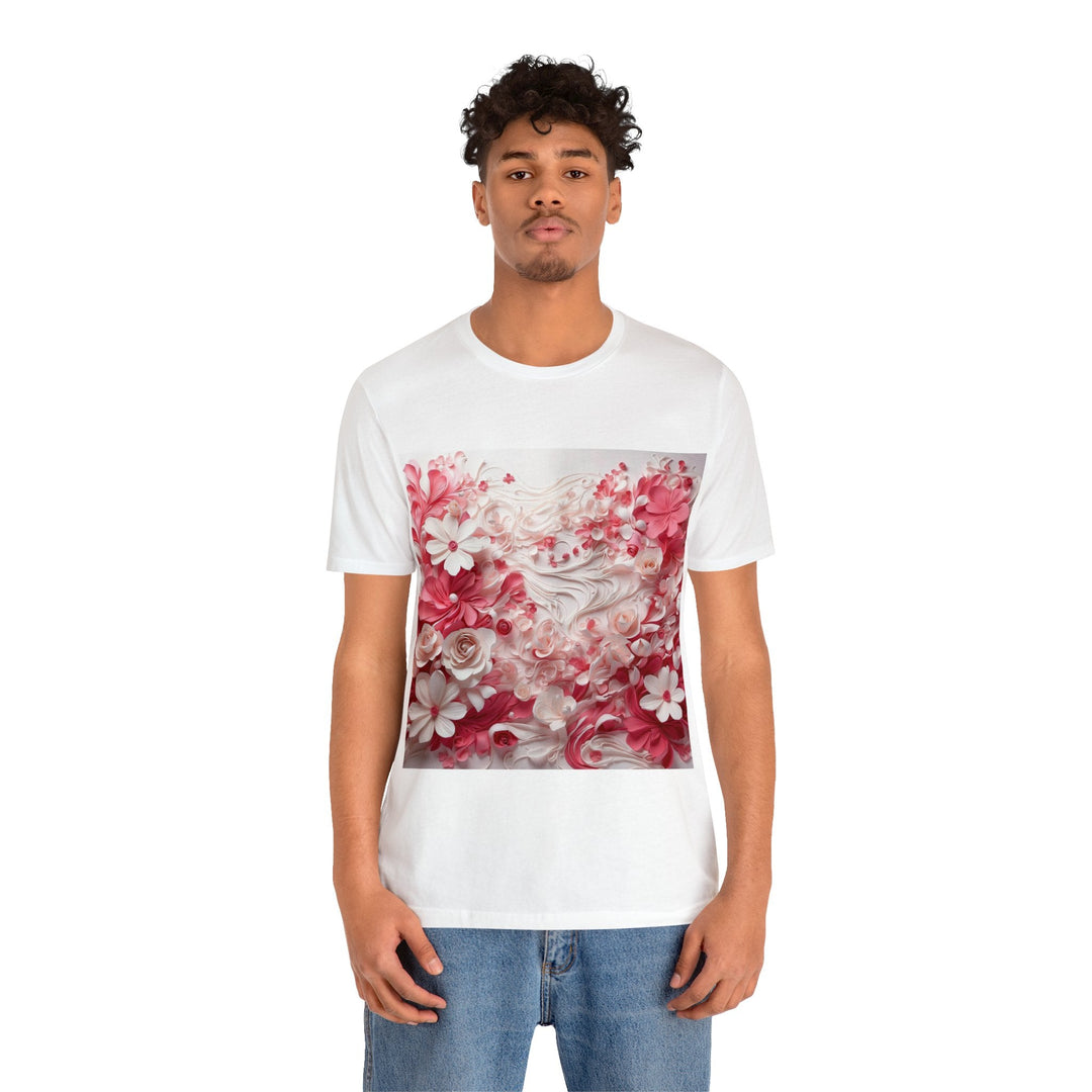 Floral Swirls Abstraction - Unisex Jersey Short Sleeve Tee - T-Shirt - g(0D·IO) - Black - S -