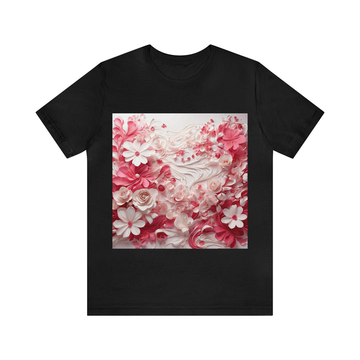 Floral Swirls Abstraction - Unisex Jersey Short Sleeve Tee - T-Shirt - g(0D·IO) - Black - S -