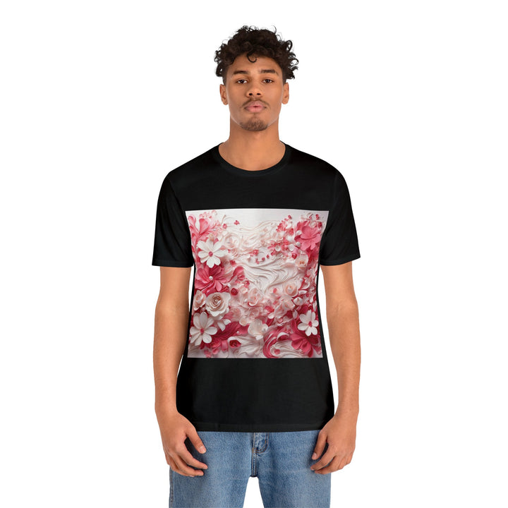 Floral Swirls Abstraction - Unisex Jersey Short Sleeve Tee - T-Shirt - g(0D·IO) - Black - S -