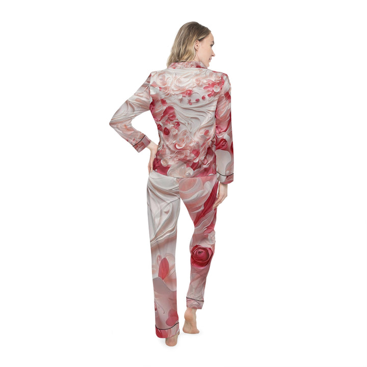 Floral Swirls Abstraction - Women's Satin Pajamas - All Over Prints - g(0D·IO) - XS/S - Black -