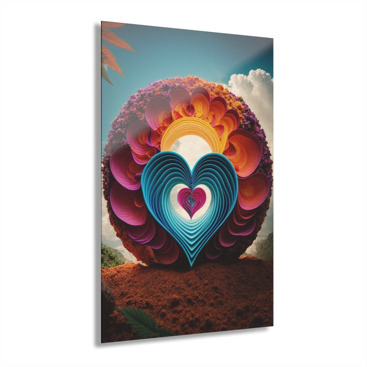 Heart Layers Blossom - Acrylic Prints (French Cleat Hanging) - Home Decor - g(0D·IO) - 24" x 36" (Vertical) - 0.25'' -