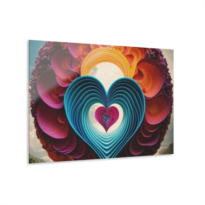 Heart Layers Blossom - Acrylic Prints (French Cleat Hanging) - Home Decor - g(0D·IO) - 36" x 24" (Horizontal) - 0.25'' -