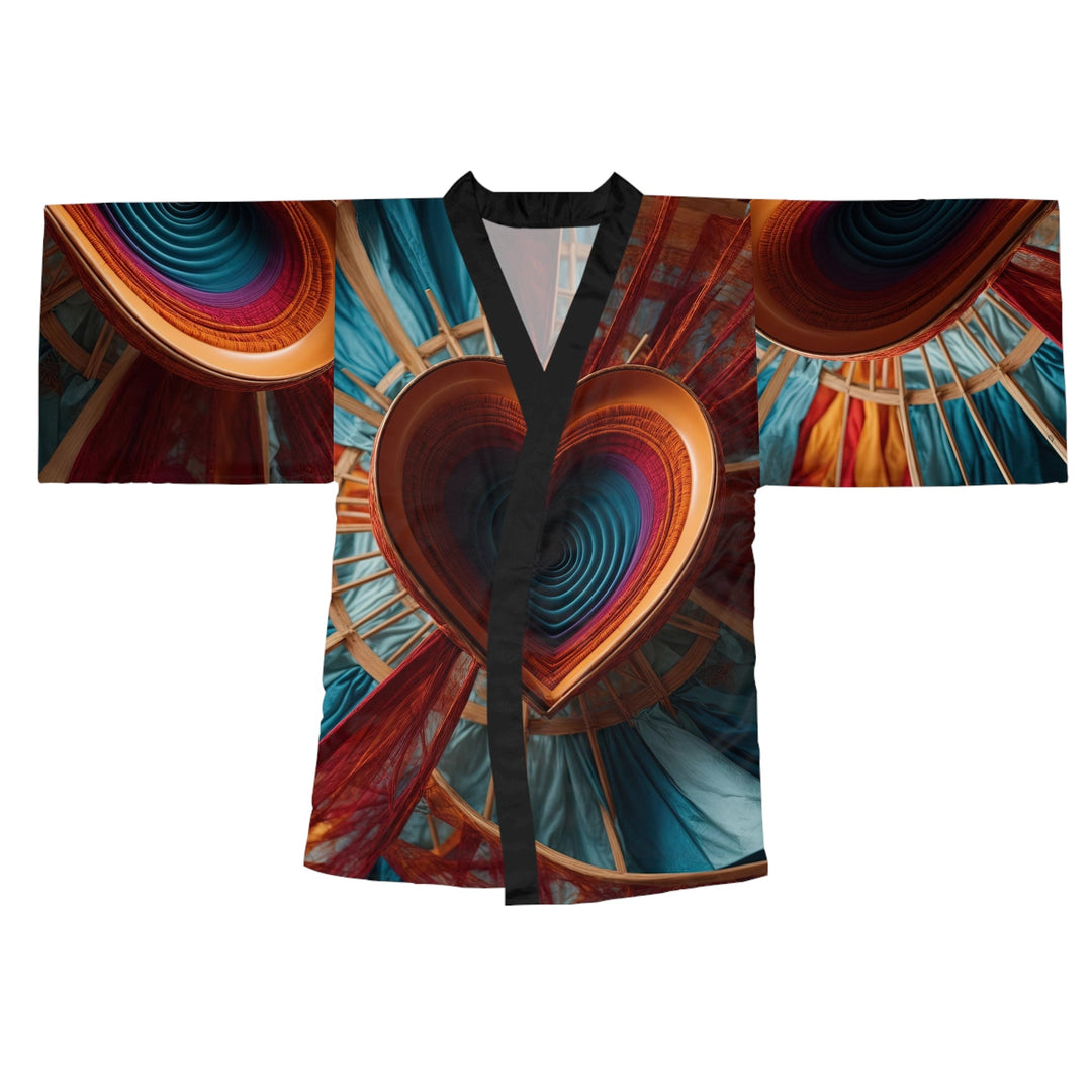 Infinite Heart Canopy - Long Sleeve Kimono Robe - All Over Prints - g(0D·IO) - XS - Black -