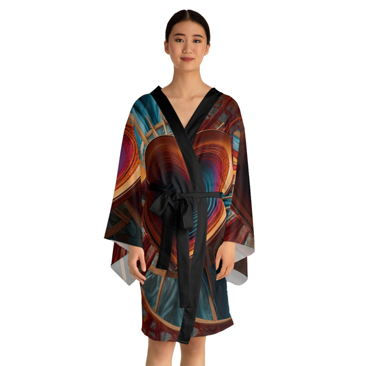 Infinite Heart Canopy - Long Sleeve Kimono Robe - All Over Prints - g(0D·IO) - XS - Black -