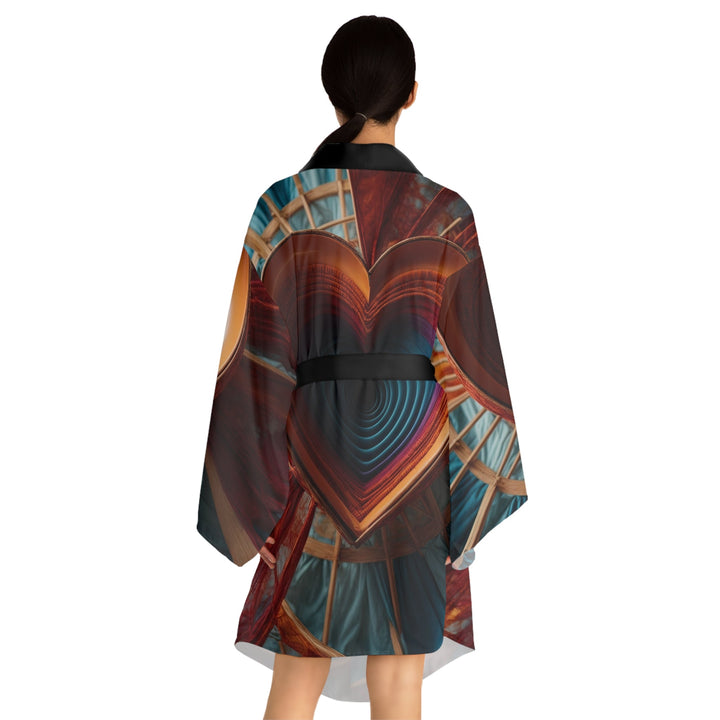 Infinite Heart Canopy - Long Sleeve Kimono Robe - All Over Prints - g(0D·IO) - XS - Black -