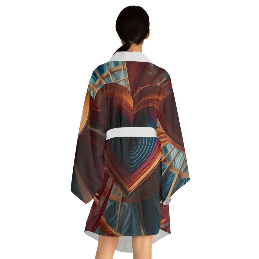 Infinite Heart Canopy - Long Sleeve Kimono Robe - All Over Prints - g(0D·IO) - XS - Black -