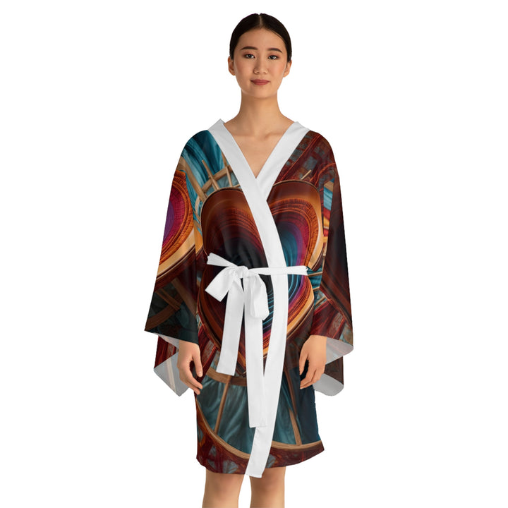 Infinite Heart Canopy - Long Sleeve Kimono Robe - All Over Prints - g(0D·IO) - XS - Black -