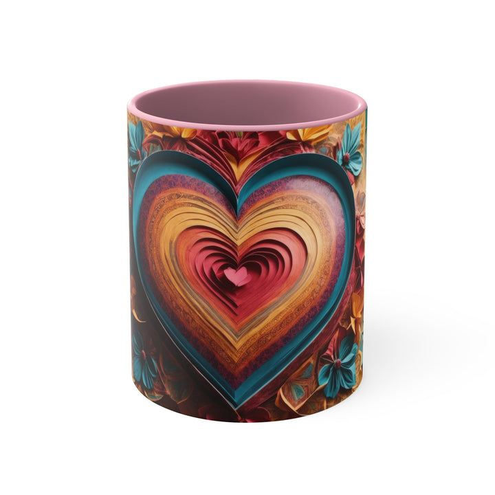 Infinite Layered Heart - Accent Coffee Mug - Mug - g(0D·IO) - Pink - 11oz -