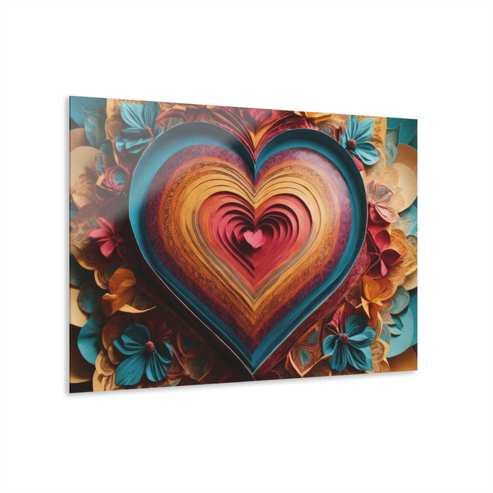 Infinite Layered Heart - Acrylic Prints (French Cleat Hanging) - Home Decor - g(0D·IO) - 36" x 24" (Horizontal) - 0.25'' -