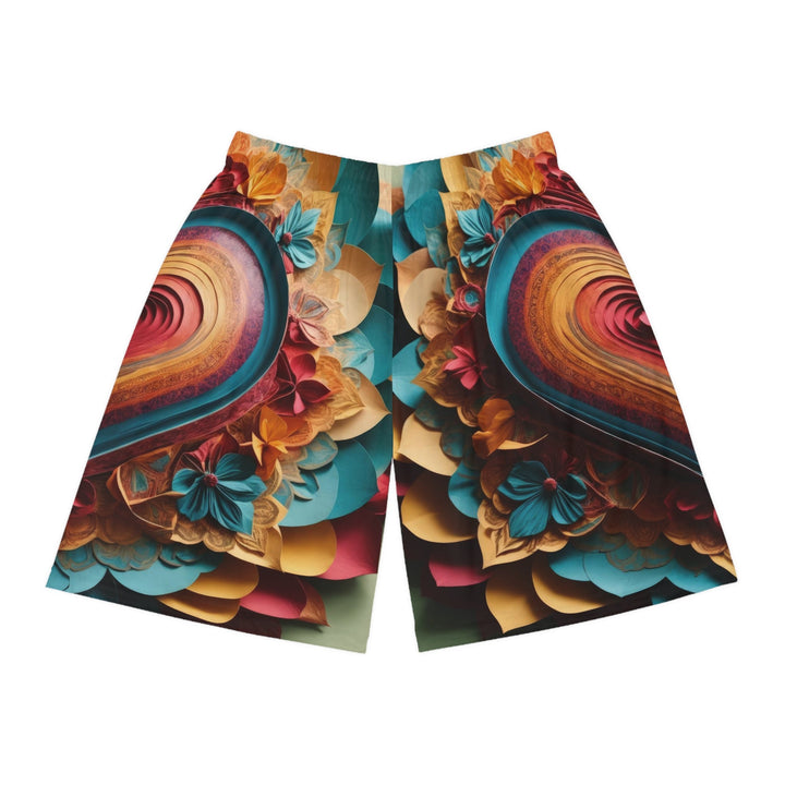 Infinite Layered Heart - AOP Basketball Shorts - All Over Prints - g(0D·IO) - Seam thread color automatically matched to design - XS -