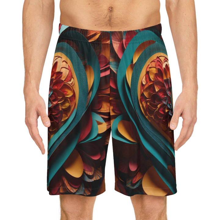 Infinite Layered Heart - AOP Basketball Shorts - All Over Prints - g(0D·IO) - Seam thread color automatically matched to design - XS -