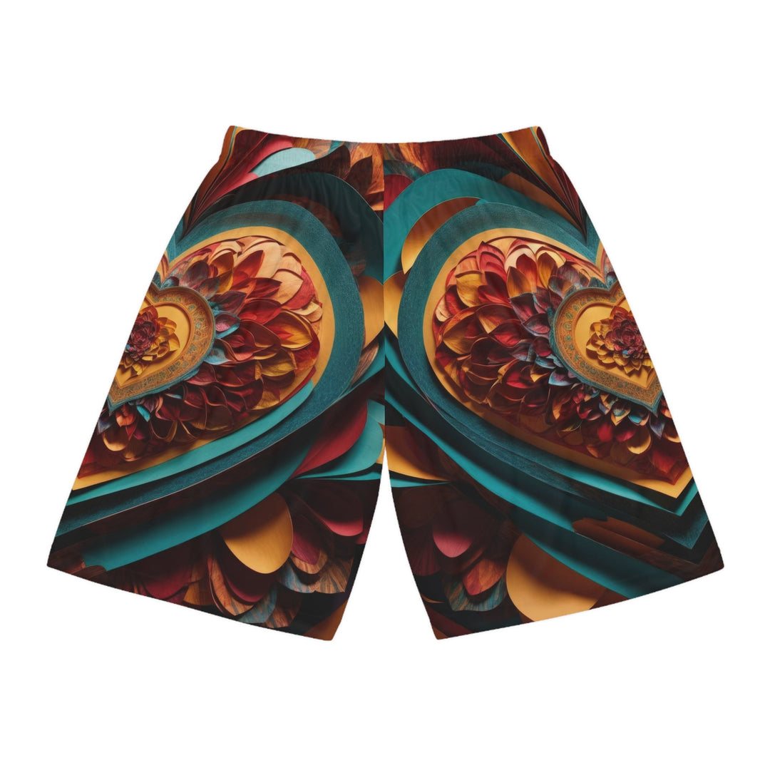 Infinite Layered Heart - AOP Basketball Shorts - All Over Prints - g(0D·IO) - Seam thread color automatically matched to design - XS -