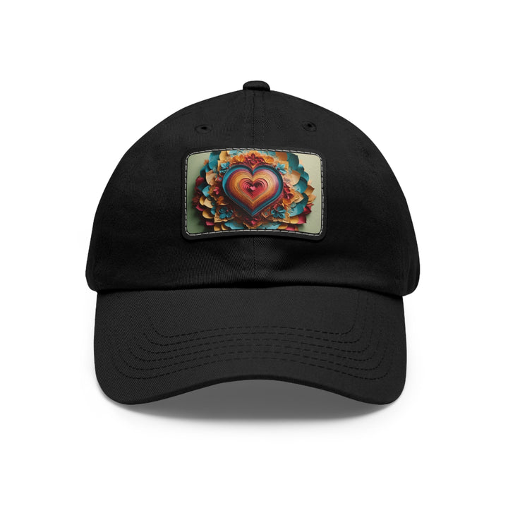 Infinite Layered Heart - Dad Hat - Hats - g(0D·IO) - Black / Black patch - Rectangle - One size