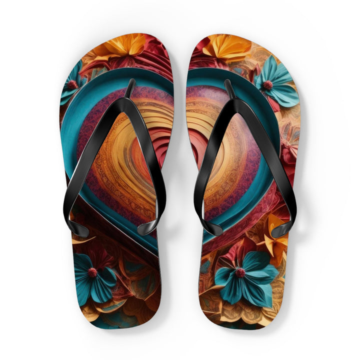 Infinite Layered Heart - Flip Flops - Shoes - g(0D·IO) - XL - Black sole -