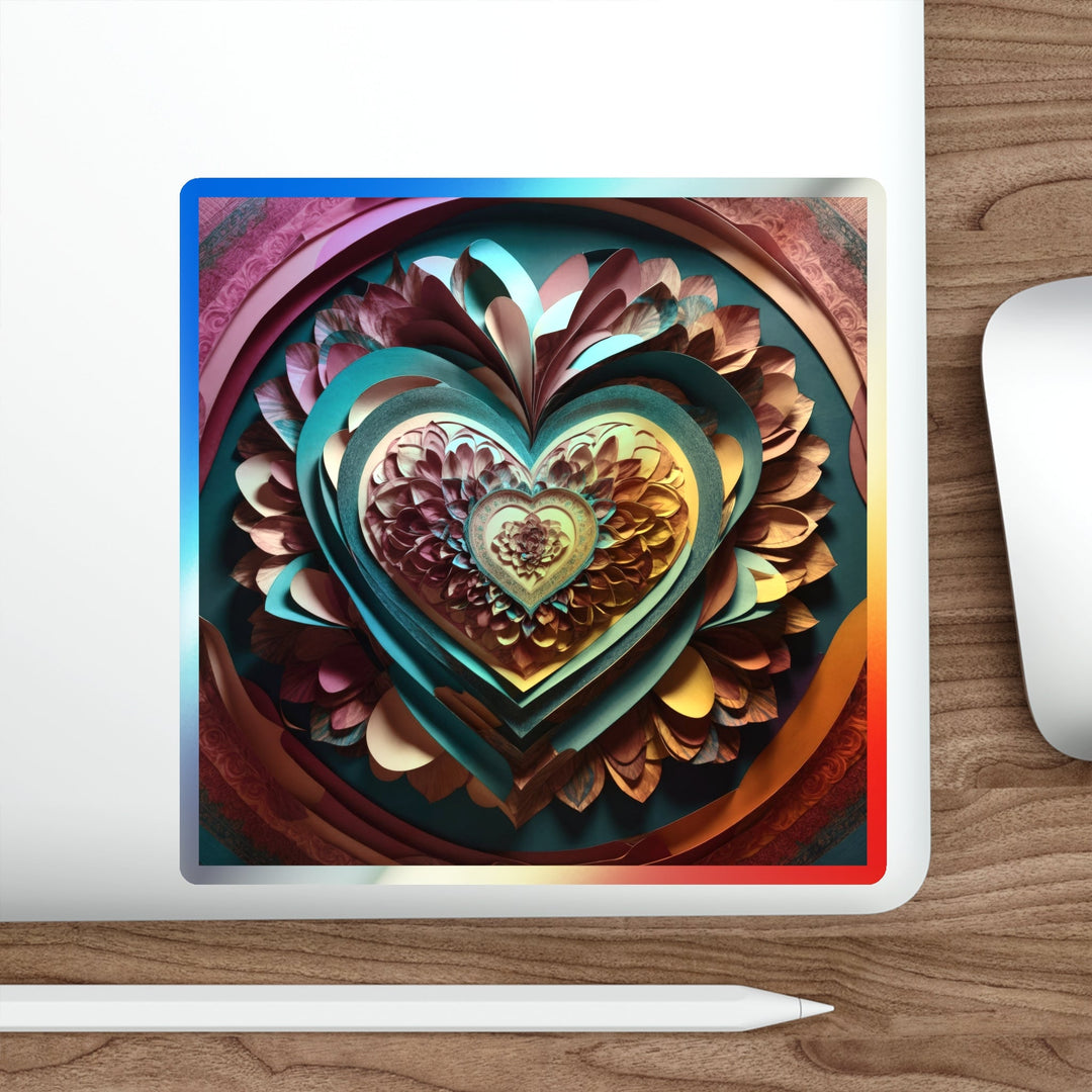 Infinite Layered Heart - Holographic Die-Cut Sticker - Paper products - g(0D·IO) - 5" × 5" - Die-Cut - Holographic