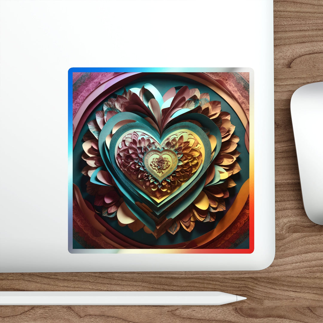 Infinite Layered Heart - Holographic Die-Cut Sticker - Paper products - g(0D·IO) - 5" × 5" - Die-Cut - Holographic