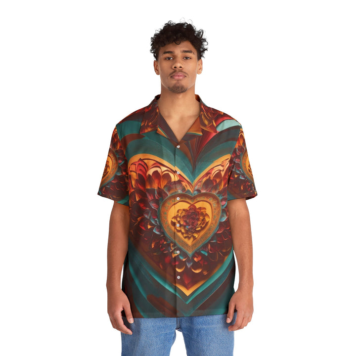 Infinite Layered Heart - Men's Hawaiian Shirt - All Over Prints - g(0D·IO) - S - Black -