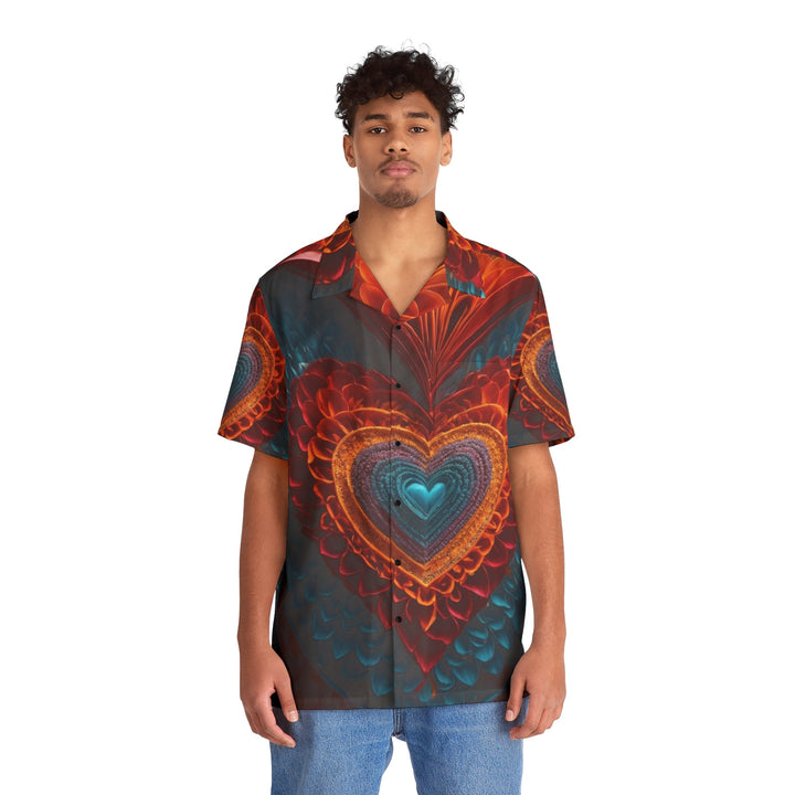 Infinite Layered Heart - Men's Hawaiian Shirt - All Over Prints - g(0D·IO) - S - Black -