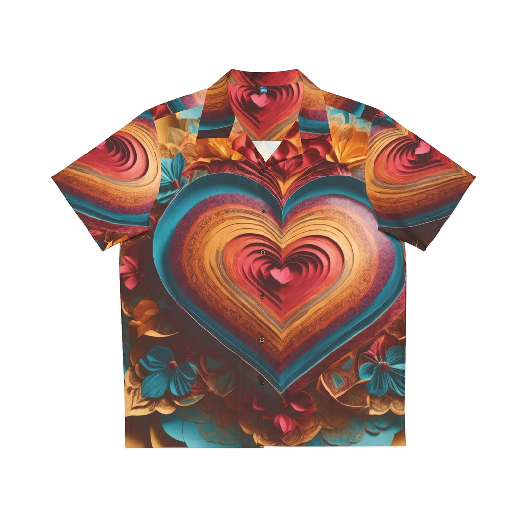 Infinite Layered Heart - Men's Hawaiian Shirt - All Over Prints - g(0D·IO) - S - Black -