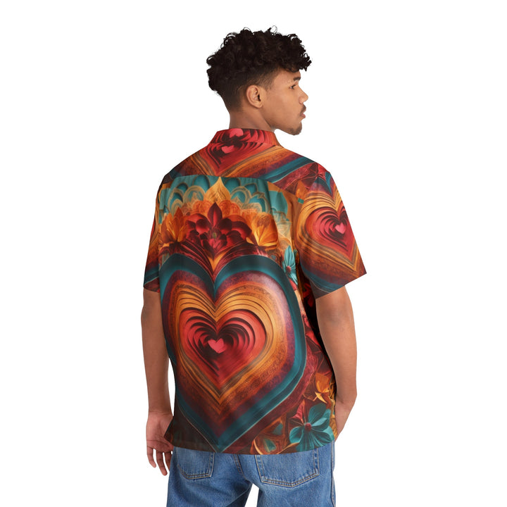 Infinite Layered Heart - Men's Hawaiian Shirt - All Over Prints - g(0D·IO) - S - Black -