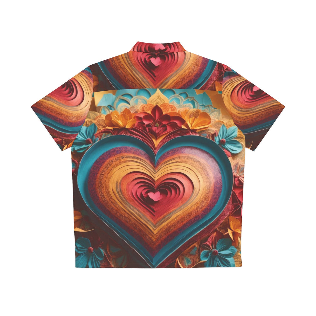 Infinite Layered Heart - Men's Hawaiian Shirt - All Over Prints - g(0D·IO) - S - Black -