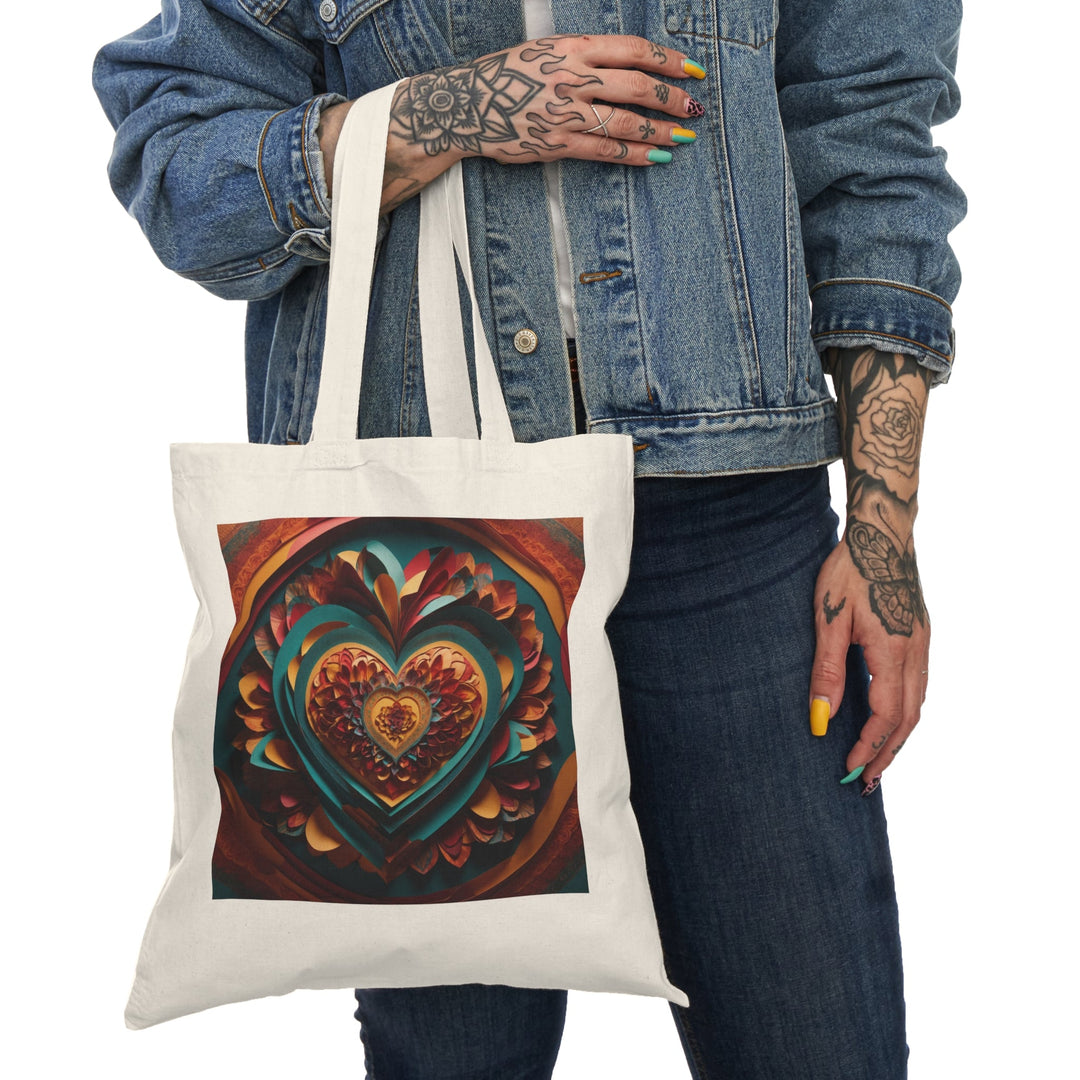 Infinite Layered Heart - Natural Tote Bag - Bags - g(0D·IO) - 15" x 16" - Natural -