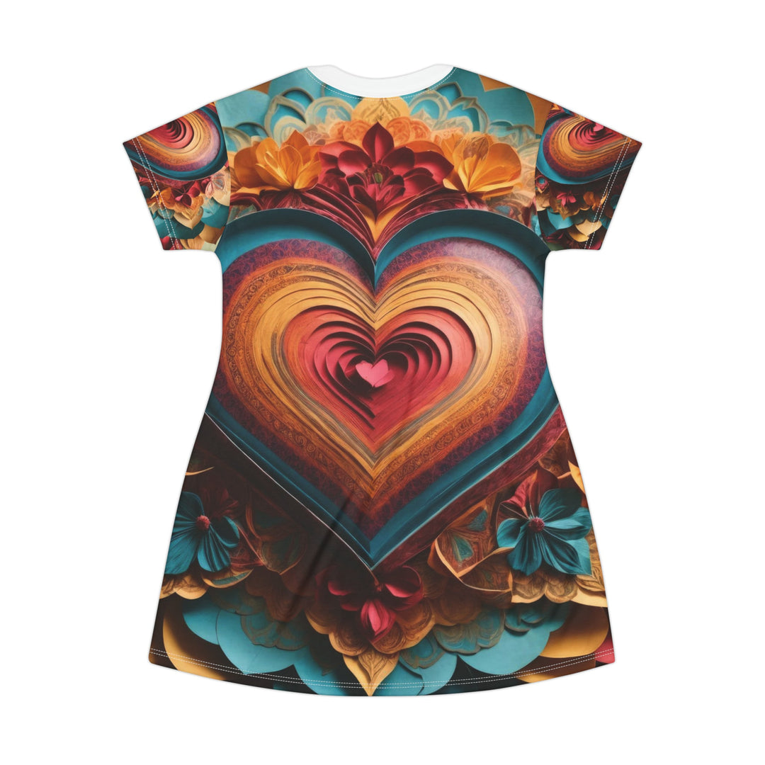 Infinite Layered Heart - T-Shirt Dress - All Over Prints - g(0D·IO) - XS - -