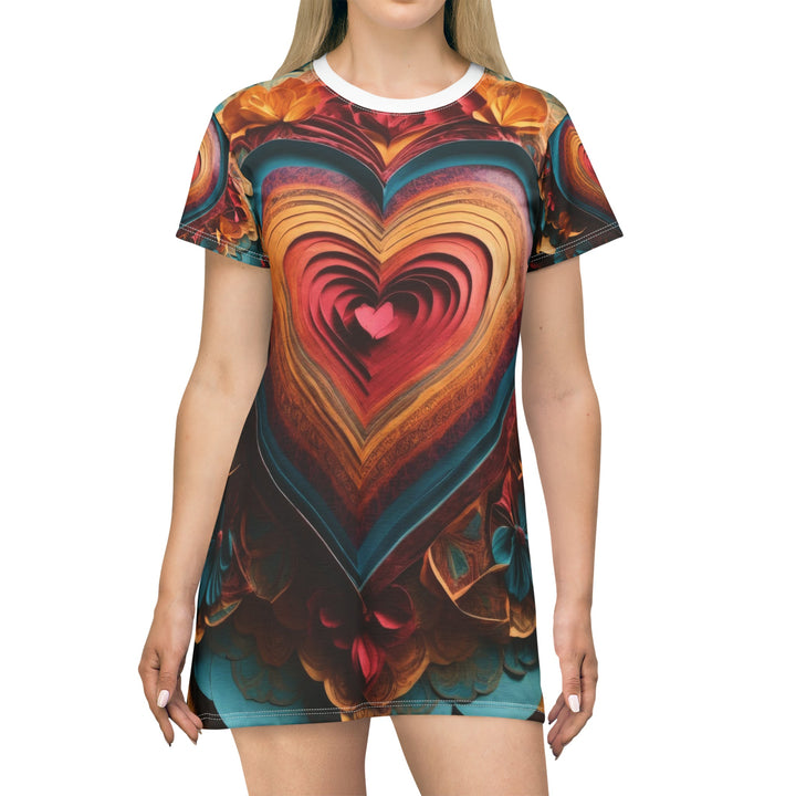 Infinite Layered Heart - T-Shirt Dress - All Over Prints - g(0D·IO) - XS - -