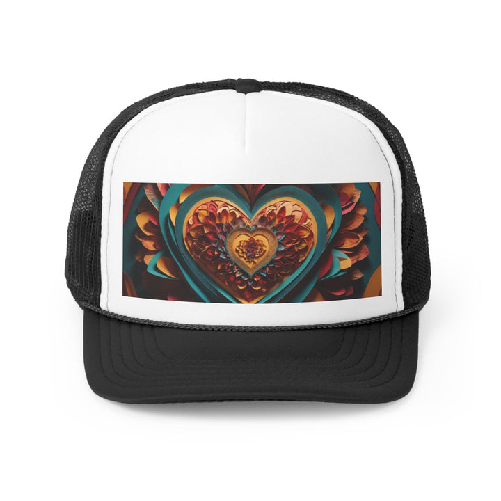 Infinite Layered Heart - Trucker Hat - Hats - g(0D·IO) - Black - One size -