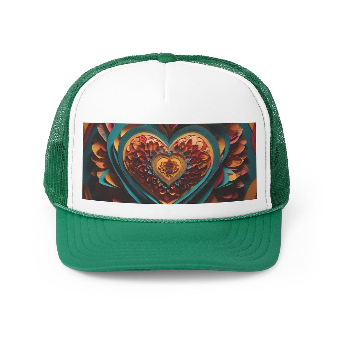 Infinite Layered Heart - Trucker Hat - Hats - g(0D·IO) - Green - One size -