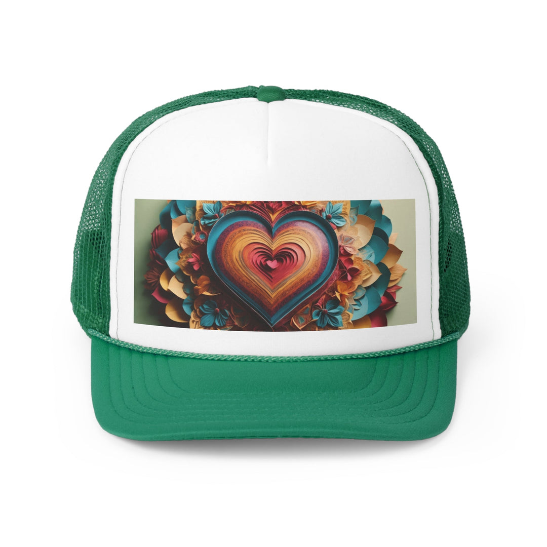 Infinite Layered Heart - Trucker Hat - Hats - g(0D·IO) - Green - One size -