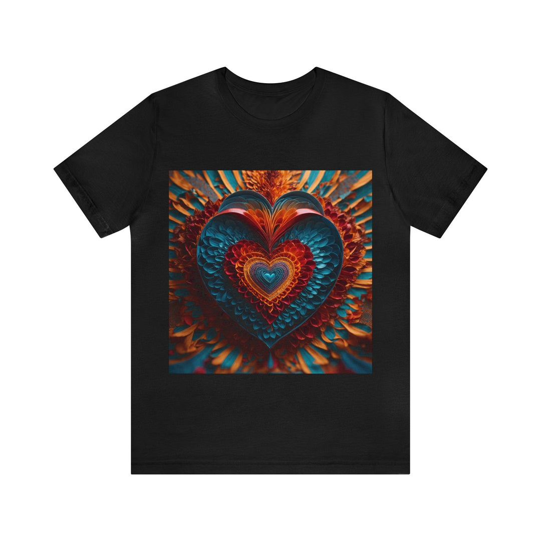 Infinite Layered Heart - Unisex Jersey Short Sleeve Tee - T-Shirt - g(0D·IO) - Black - S -